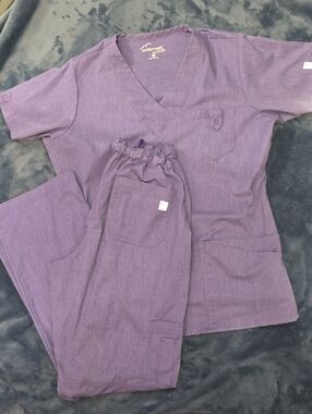 Butter-Soft Women's Purple Scrub Set - V-Neck Top & Elastic Waist Pants